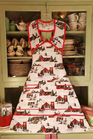 Red Barn Christmas apron