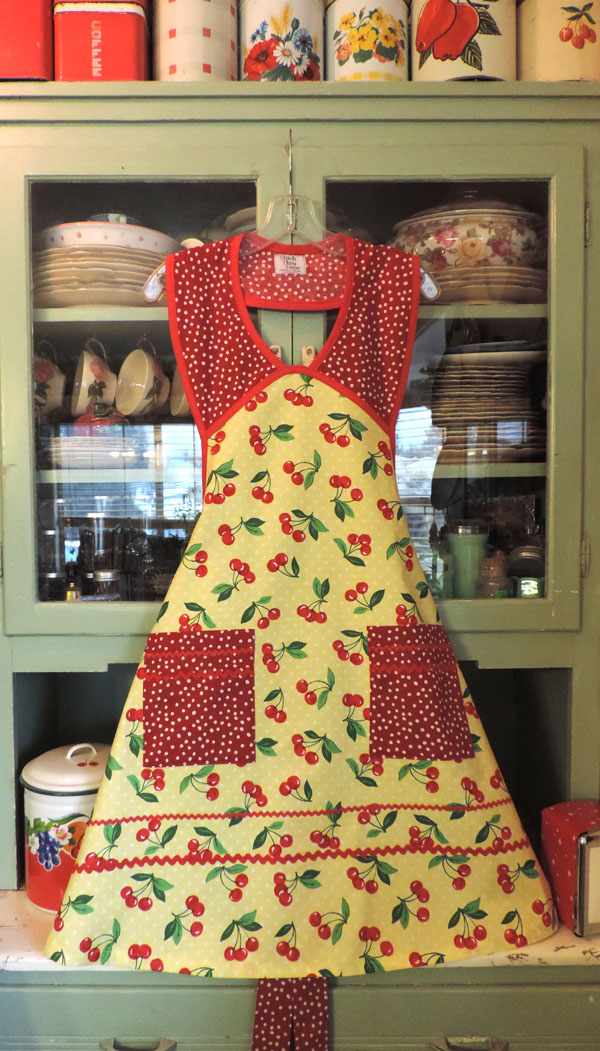 Cherry and red polka dot apron