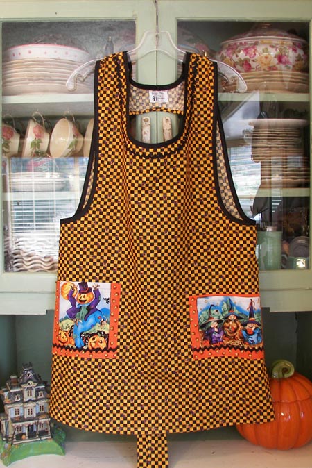 Hokus Pokus Black  Orange Gingham apron