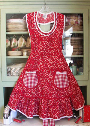 Aunt Rosie red polka dot retro apron