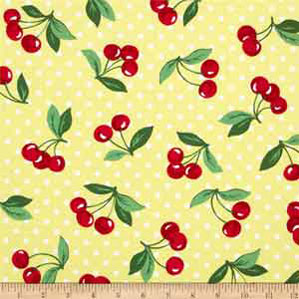 Cherry apron with yellow polka dots