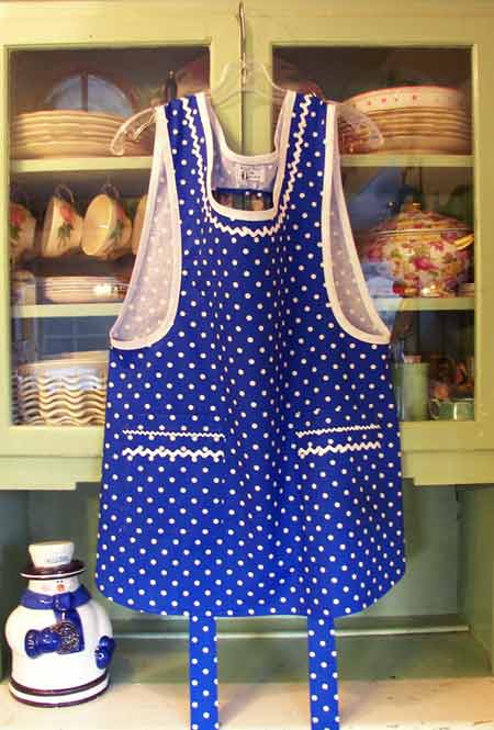 Blue Polka Dots all over apron