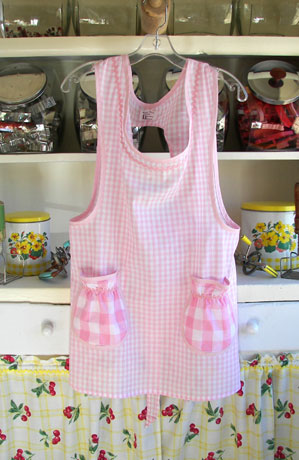 Grandma pink gingham apron