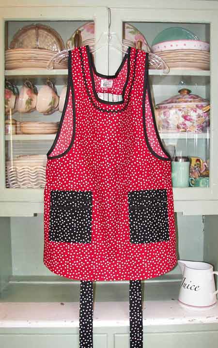 Grandma Red Polka Dot with black polka dot pockets