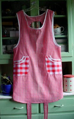 Violet Red Gingham Apron 